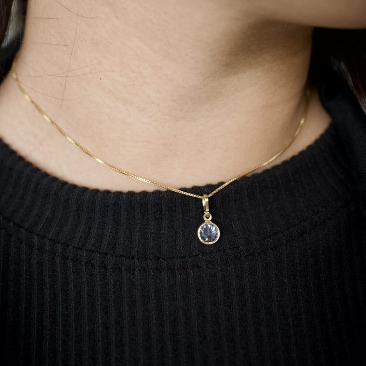 Collar punto de Circon de luz baño de Oro