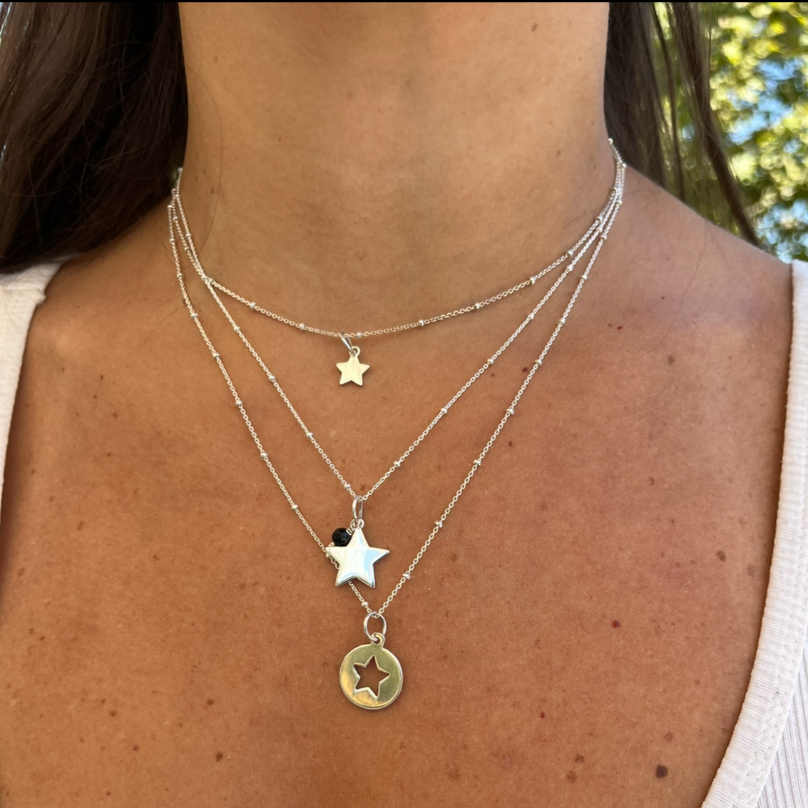 Oferta Pack Collares de Plata Estrellas, Hecho a mano, 0orfebreria chilena
