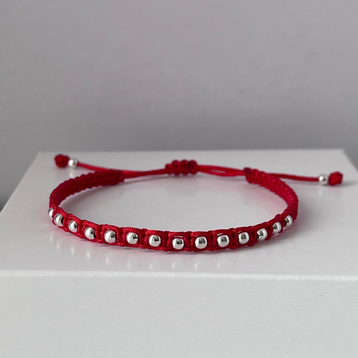 Pulsera de mostacilla de Plata "Claudia" Fucsia