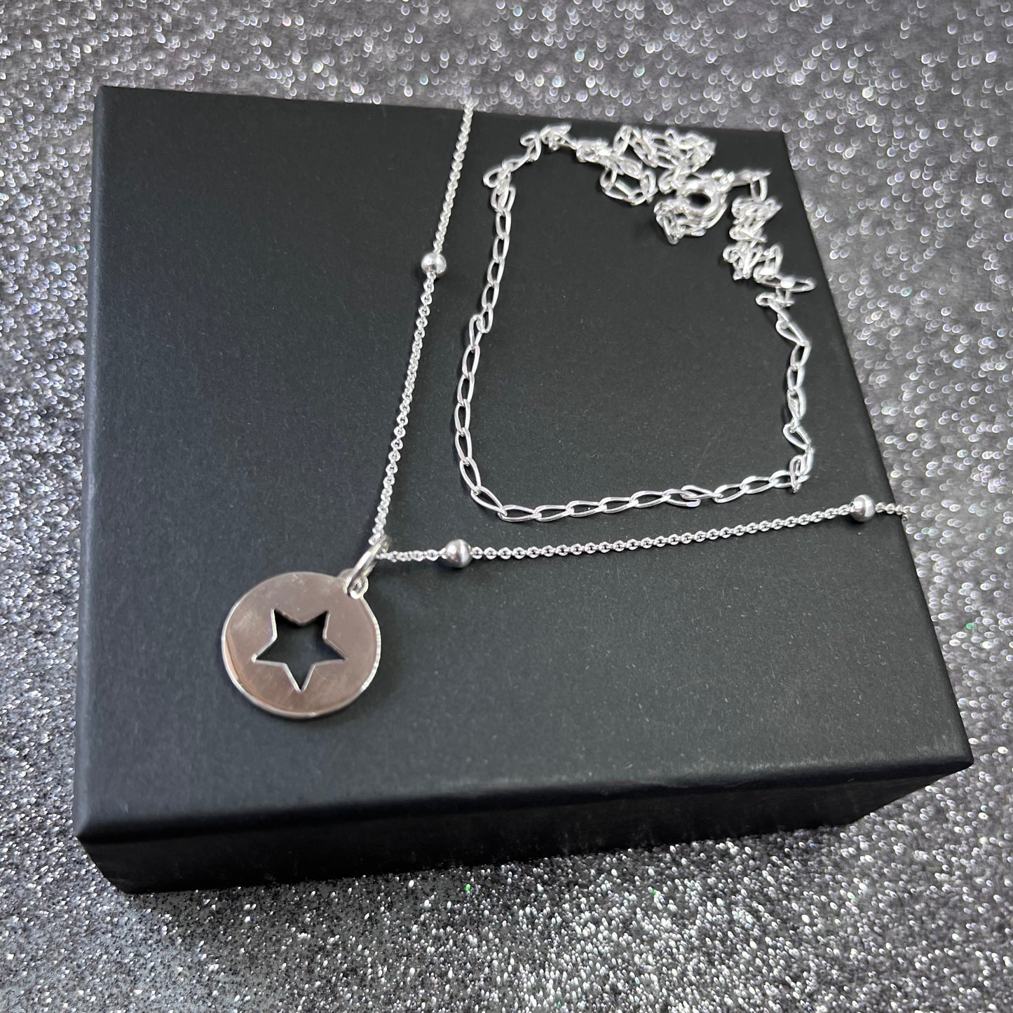 Pack Collares Plata Medallita de Estrella
