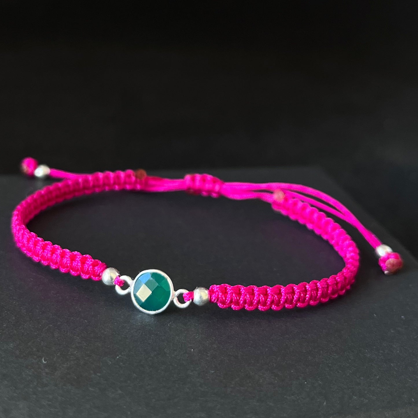 Pulsera "Valeria" Fucsia con Aventurina Verde
