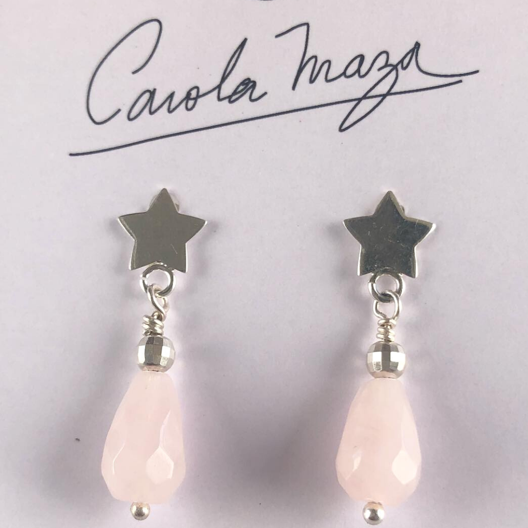 Aros Estrellita Cuarzo Rosa