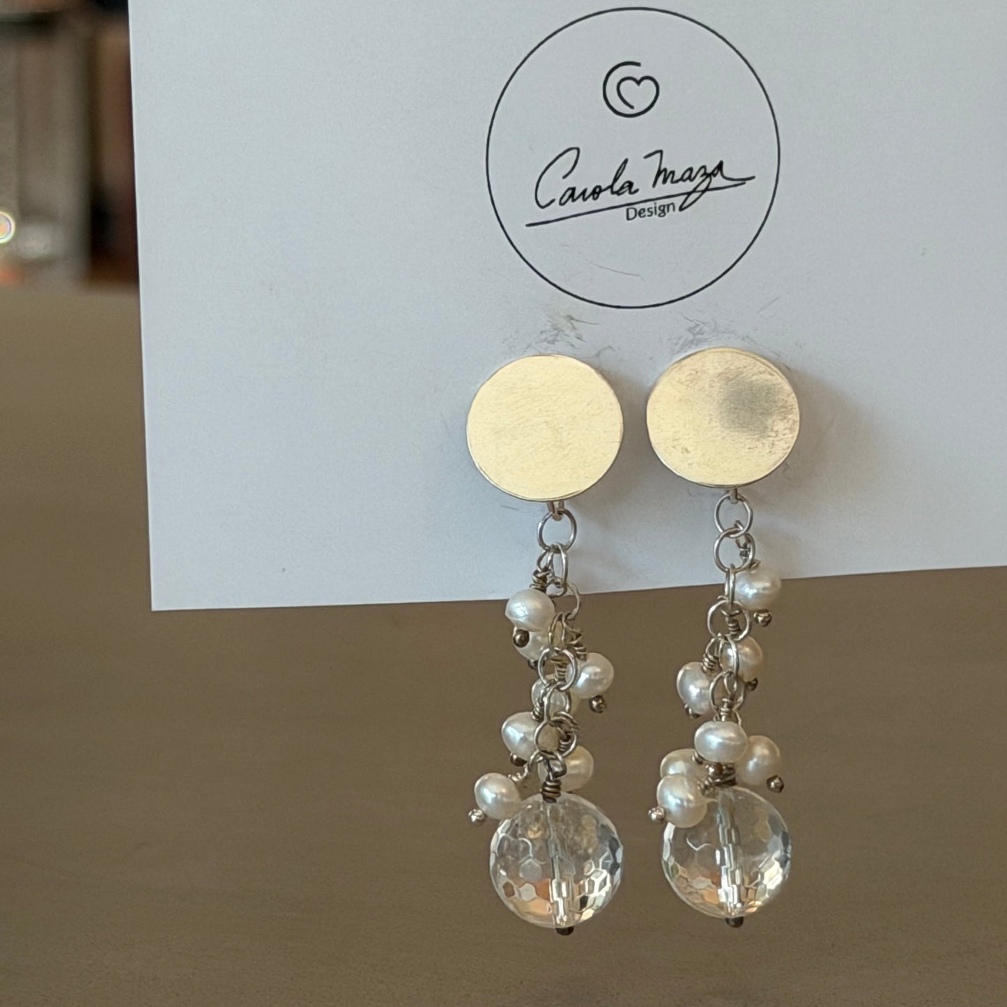 Aros de Plata con Cuarzo y Perlas Naturales lo