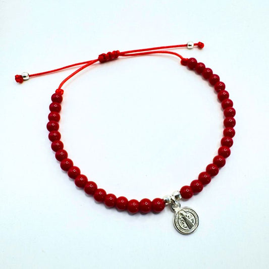 Pulsera de Protección San Benito Plata con Jade