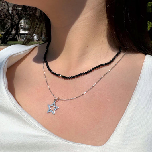 Pack de Collares Exclusivos – Onix Negro y Estrella en Plata