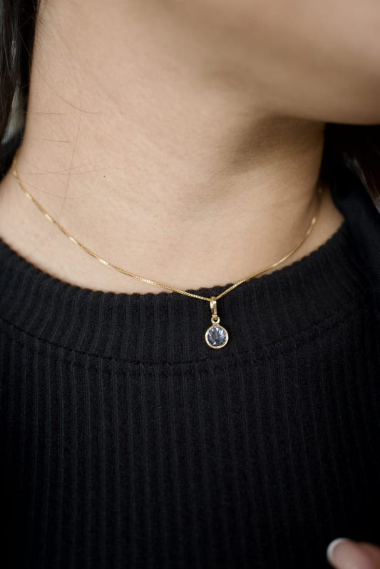 Collar punto de Circon de luz baño de Oro