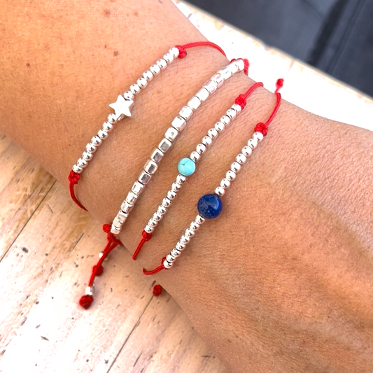 Pulseras de Plata, Pulseras rojas, Pulseras de Protección, Pulseras de moda, Pulseras con Piedras Naturales