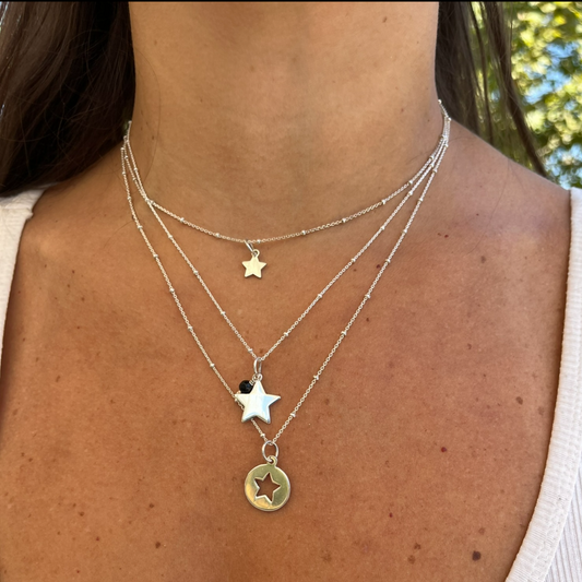 Oferta Pack Collares de Plata Estrellas, Hecho a mano, 0orfebreria chilena