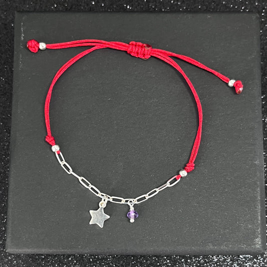 Pulsera de Protección Estrellita Amatista de Plata