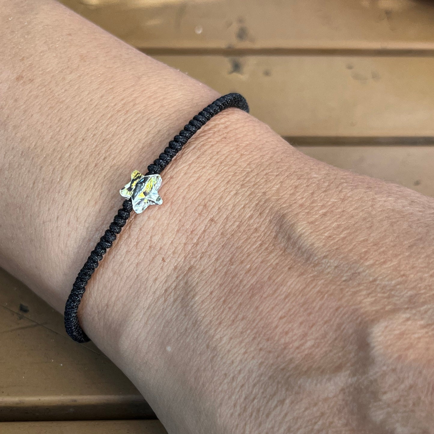 Pulsera de hilo negro con Estrella de Cristal