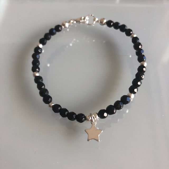 Pulsera Estrella Black Onix Plata