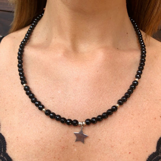 Collar de Plata con piedra Black Onix Star