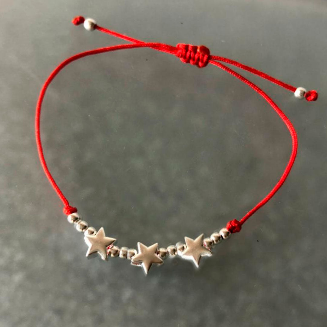 Pulsera 3 Estrellas Plata - Rojo