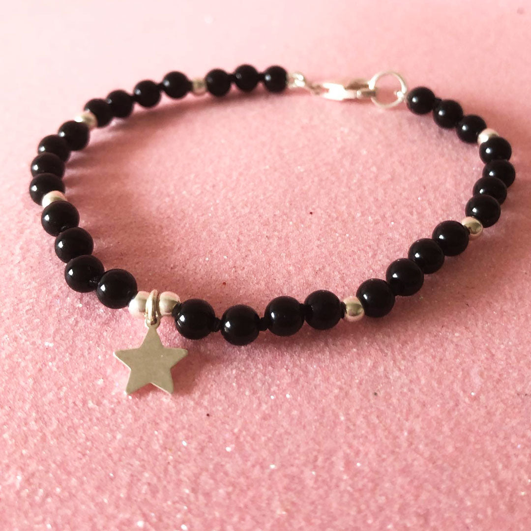 Pulsera Estrella Black Onix Plata