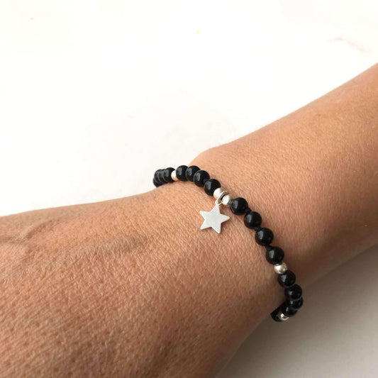 Pulsera Estrella Black Onix Plata